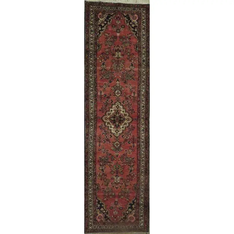 One Of The Kind Hand-Knotted Persian Wool Rug _ Luxurious Vintage Design, 10'5" x 2'6", Artisan Crafted